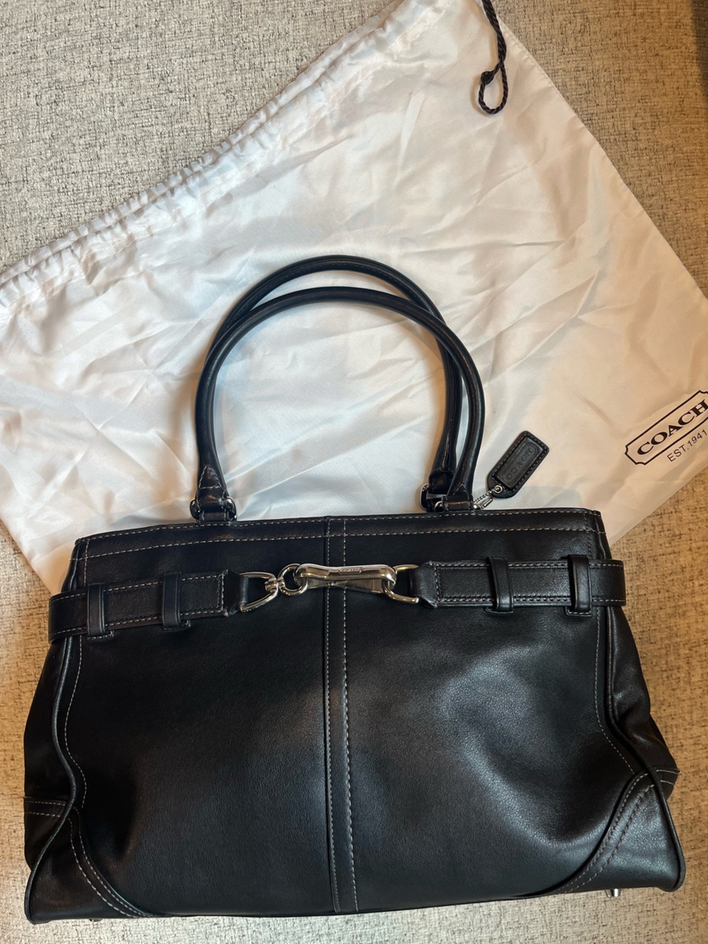 Coach Black Leather Shoulder Bag